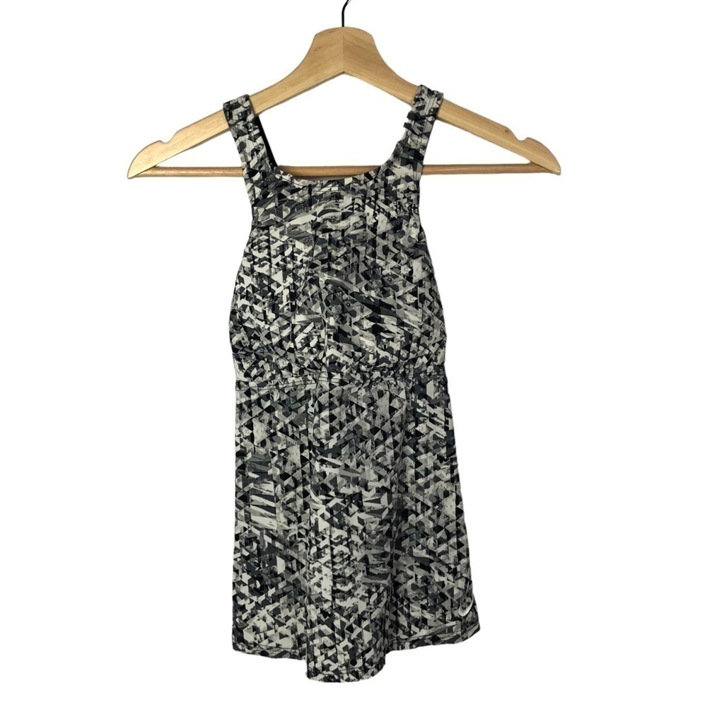 Nike Black & White Printed High Neck Athletic Tank Top S